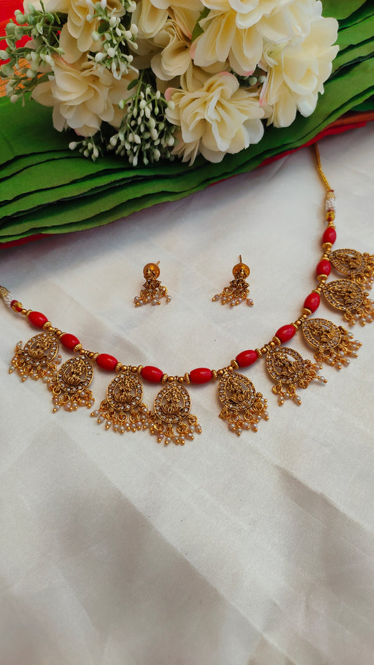 Red Coral Lakshmi Necklace